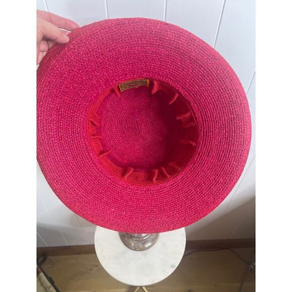 Scala Red Woven Rolled Brim Sun Hat - Picture 4 of 5